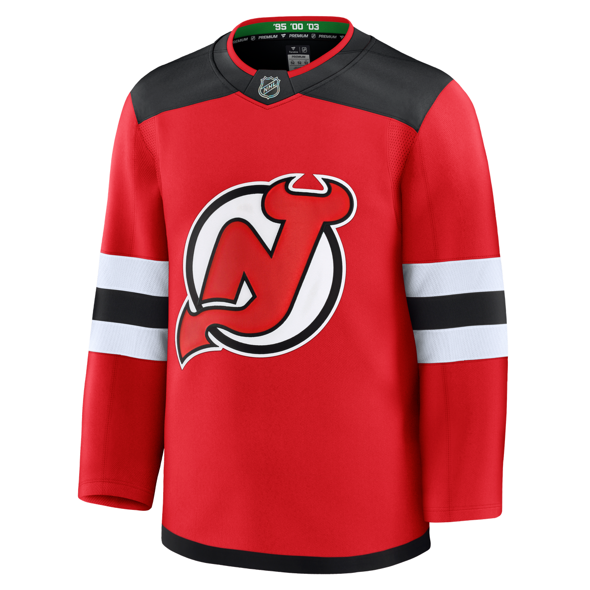 New Jersey Devils NHL Fanatics Branded Men Red Premium Jersey product image 1, provided for visual reference and product