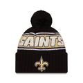 New Orleans Saints NFL New Era Men Black 2024 Sideline Sport Knit Pom Hat product image 1, provided for visual reference and