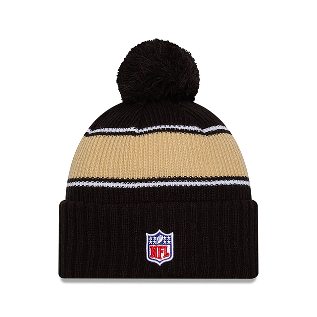 New Orleans Saints NFL New Era Men Black 2024 Sideline Sport Knit Pom Hat product image 2, provided for visual reference and