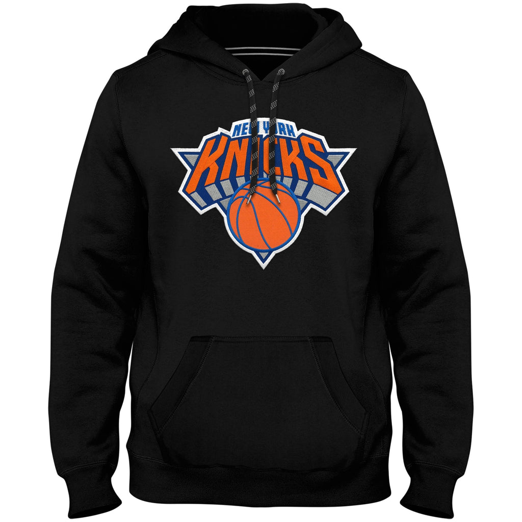 New York Knicks NBA Bulletin Men Black Express Twill Logo Hoodie product image 1, provided for visual reference and product