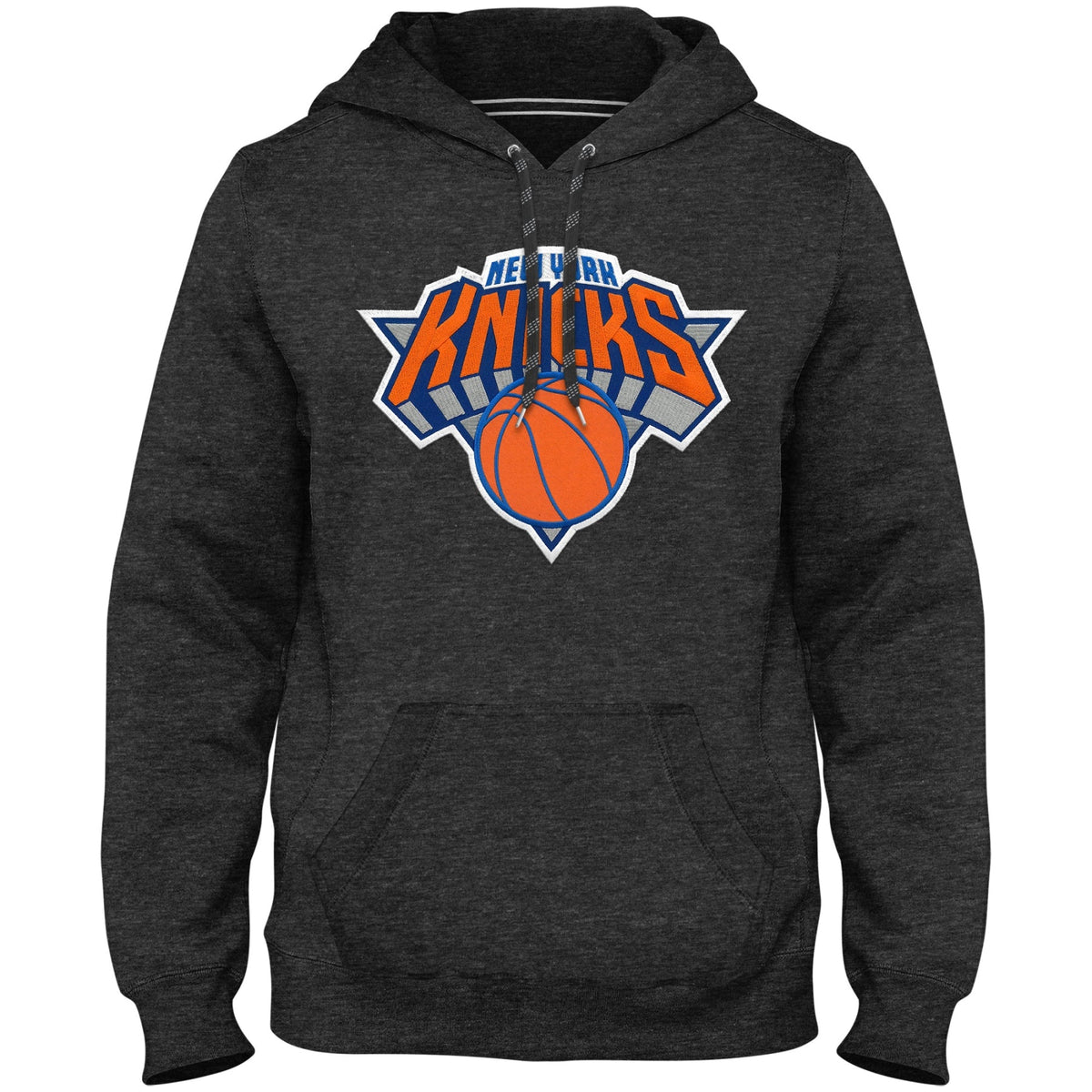 New York Knicks NBA Bulletin Men Charcoal Express Twill Logo Hoodie product image 1, provided for visual reference and