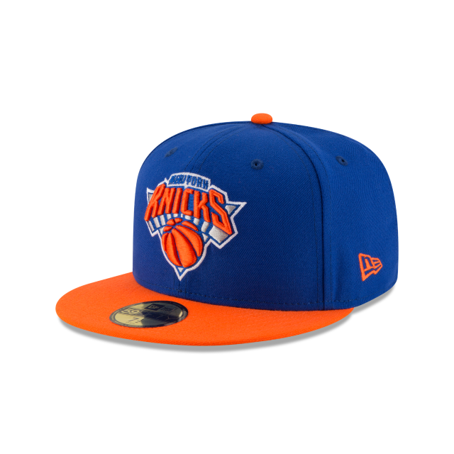 New York Knicks NBA New Era Men Royal/Orange 59Fifty Two Tone Fitted Hat product image 1, provided for visual reference and