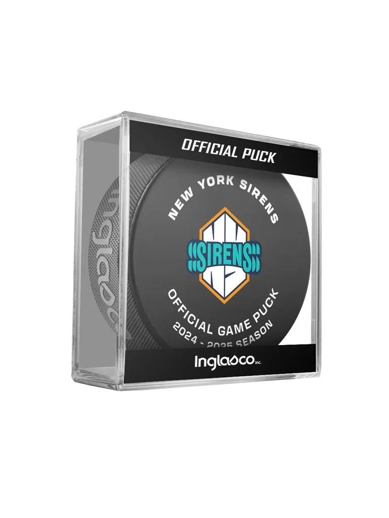 New York Sirens PWHL Inglasco 2025-2026 Officially Licensed Game Hockey Puck product image 1, provided for visual reference