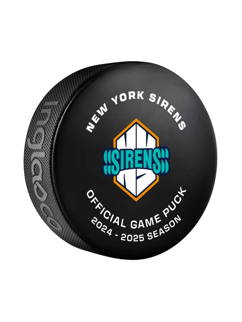 New York Sirens PWHL Inglasco 2025-2026 Officially Licensed Game Hockey Puck product image 2, provided for visual reference