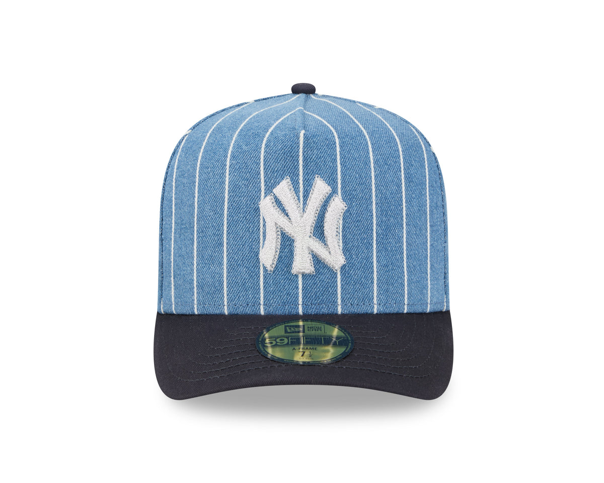 New York Yankees MLB New Era Men Light Blue/Black 59Fifty A-Frame Parallel Fitted Hat product image 3, provided for visual