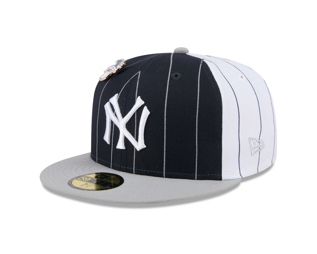 New York Yankees MLB New Era Men Navy 59Fifty Two Tone Pinstripe Fitted Hat product image 4, provided for visual reference