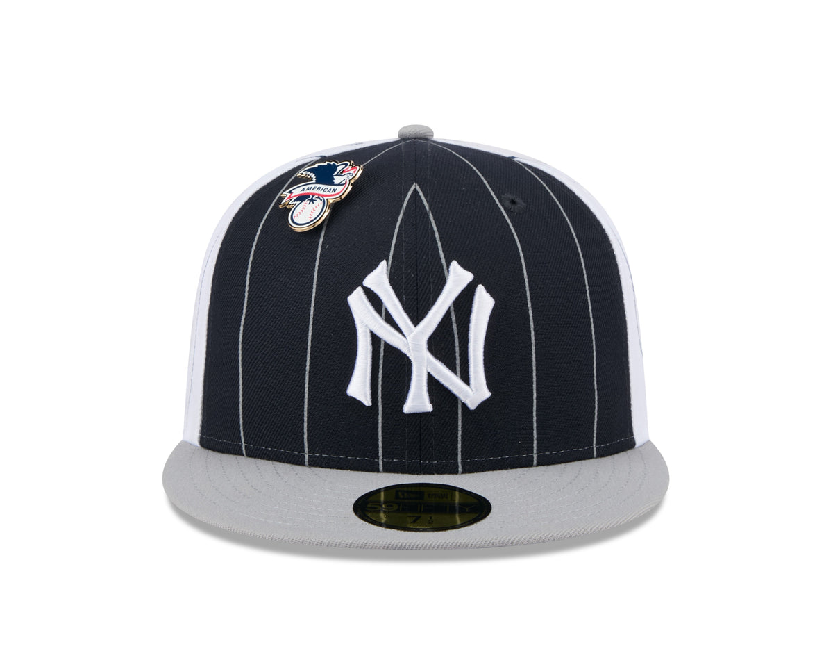 New York Yankees MLB New Era Men Navy 59Fifty Two Tone Pinstripe Fitted Hat product image 3, provided for visual reference