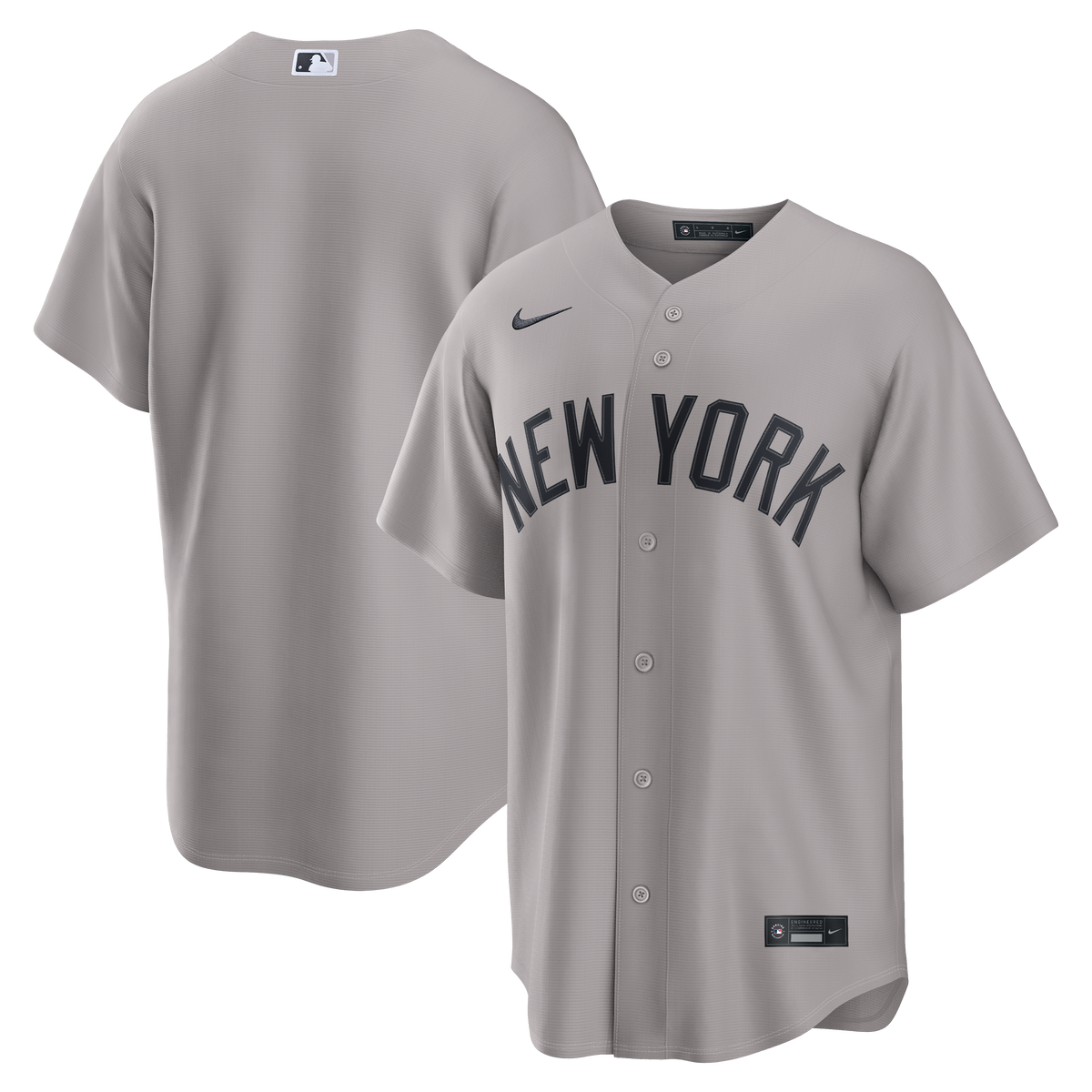 New York Yankees MLB Nike Men Atmosphere Grey Road Replica Jersey product image 3, provided for visual reference and product