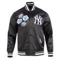 New York Yankees MLB Pro Standard Men Black DIY Pick Stitch Rib Satin Jacket product image 1, provided for visual reference