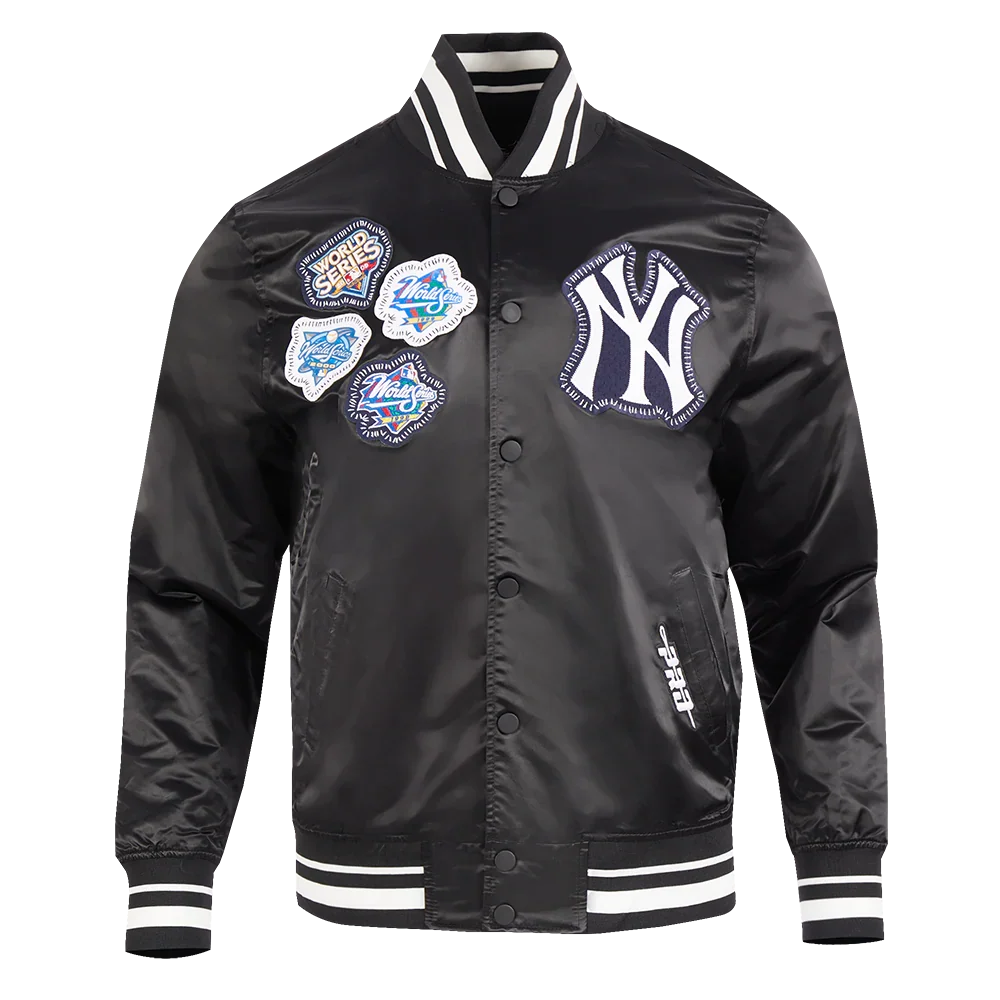 New York Yankees MLB Pro Standard Men Black DIY Pick Stitch Rib Satin Jacket product image 1, provided for visual reference