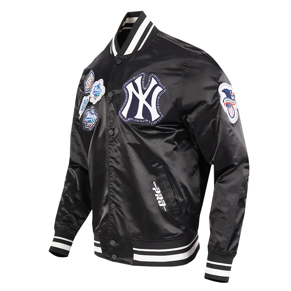 New York Yankees MLB Pro Standard Men Black DIY Pick Stitch Rib Satin Jacket product image 3, provided for visual reference