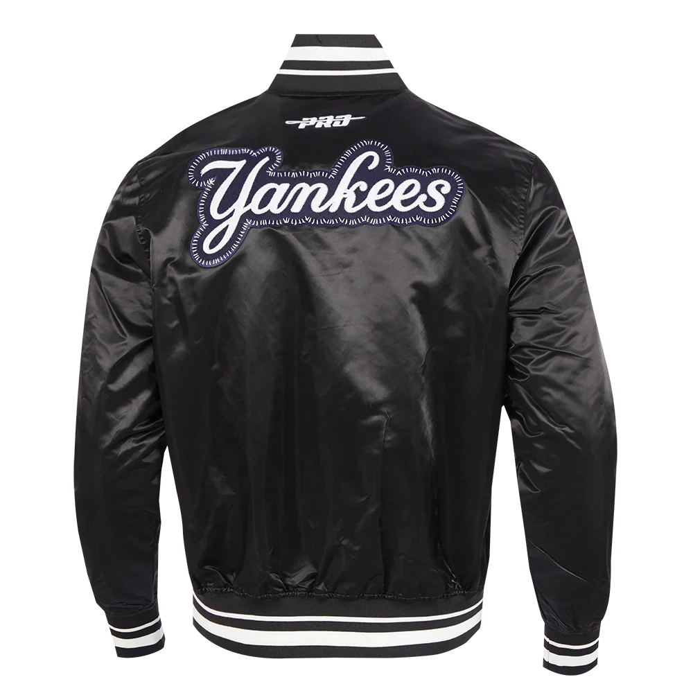 New York Yankees MLB Pro Standard Men Black DIY Pick Stitch Rib Satin Jacket product image 2, provided for visual reference
