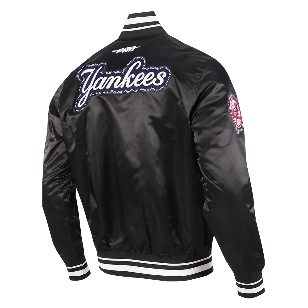 New York Yankees MLB Pro Standard Men Black DIY Pick Stitch Rib Satin Jacket product image 4, provided for visual reference