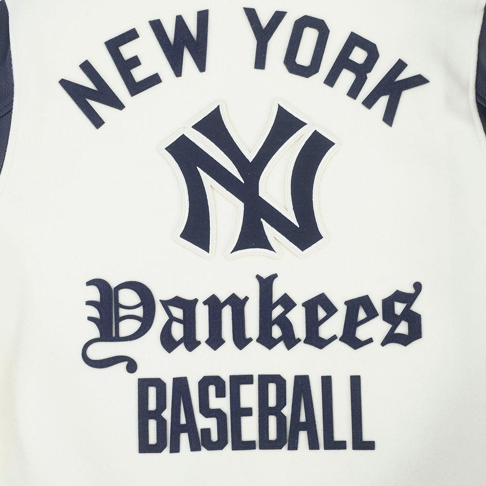 New York Yankees MLB Pro Standard Men Eggshell/Navy Modern Originals Rib Wool Varsity Jacket product image 5, provided for