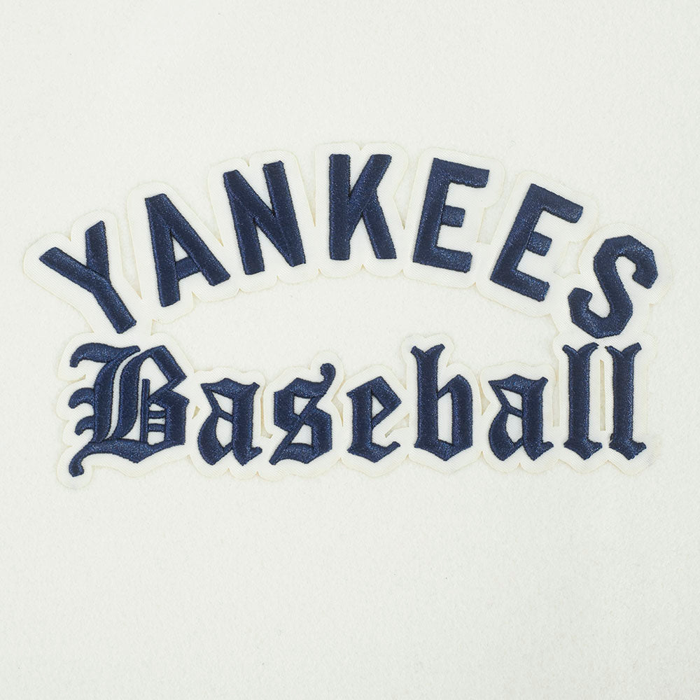 New York Yankees MLB Pro Standard Men Eggshell/Navy Modern Originals Rib Wool Varsity Jacket product image 7, provided for