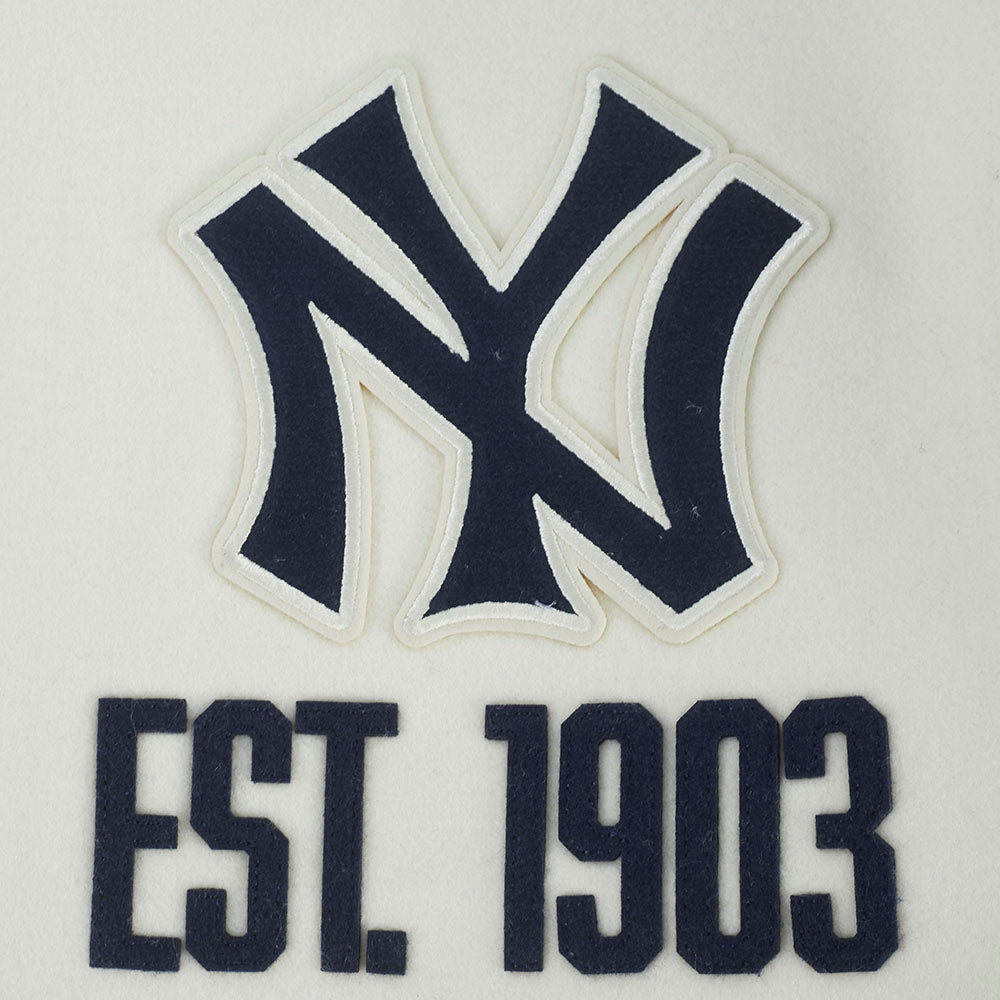 New York Yankees MLB Pro Standard Men Eggshell/Navy Modern Originals Rib Wool Varsity Jacket product image 8, provided for