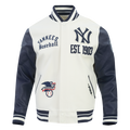 New York Yankees MLB Pro Standard Men Eggshell/Navy Modern Originals Rib Wool Varsity Jacket product image 1, provided for