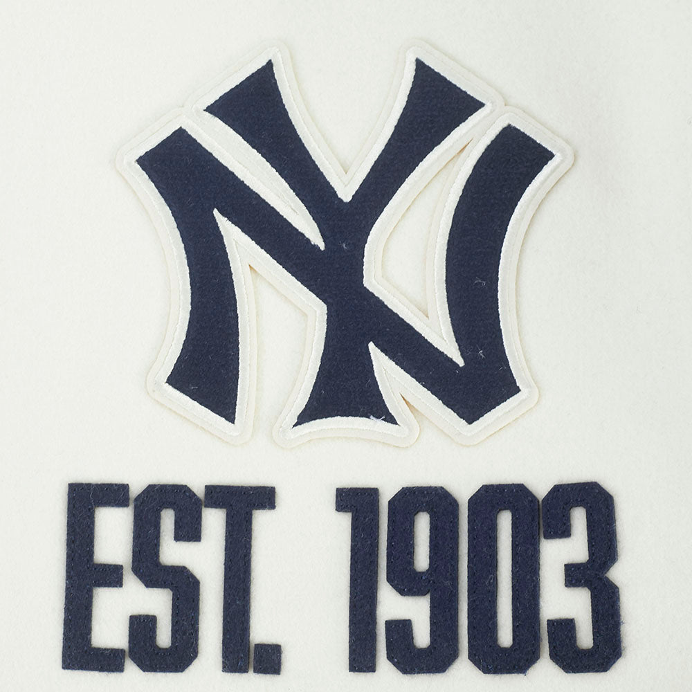New York Yankees MLB Pro Standard Men Eggshell/Navy Modern Originals Rib Wool Varsity Jacket product image 9, provided for