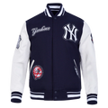 New York Yankees MLB Pro Standard Men Navy DIY Pick Stitch Rib Wool Varsity Jacket product image 1, provided for visual
