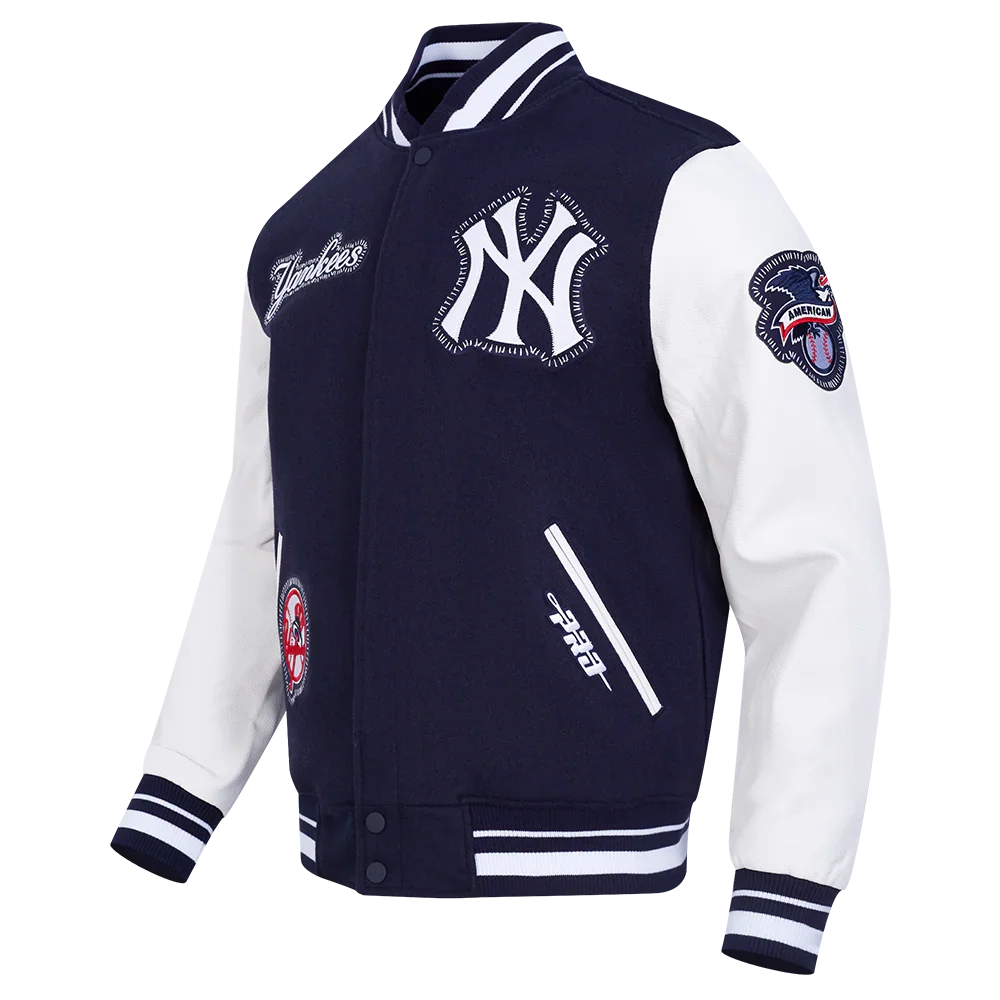 New York Yankees MLB Pro Standard Men Navy DIY Pick Stitch Rib Wool Varsity Jacket product image 3, provided for visual