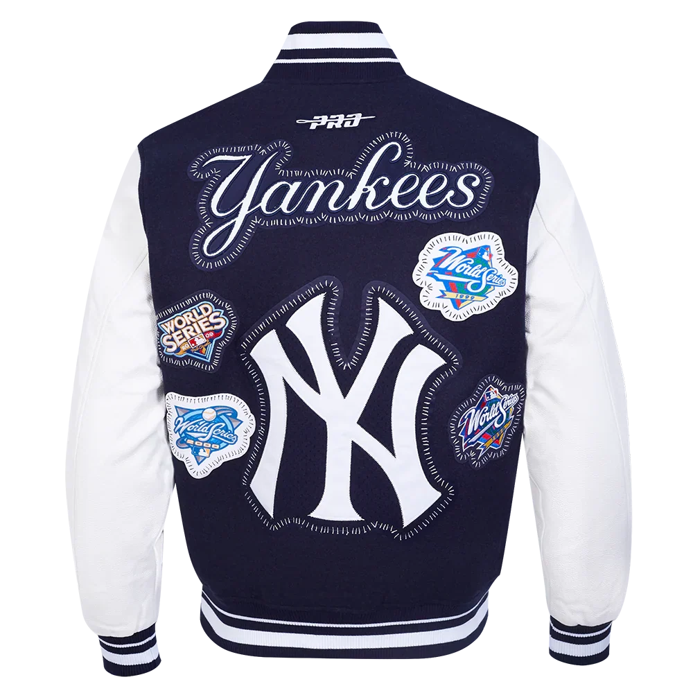 New York Yankees MLB Pro Standard Men Navy DIY Pick Stitch Rib Wool Varsity Jacket product image 2, provided for visual