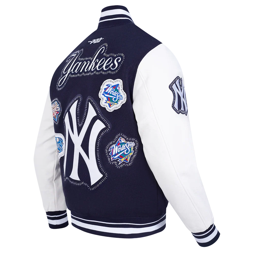 New York Yankees MLB Pro Standard Men Navy DIY Pick Stitch Rib Wool Varsity Jacket product image 4, provided for visual