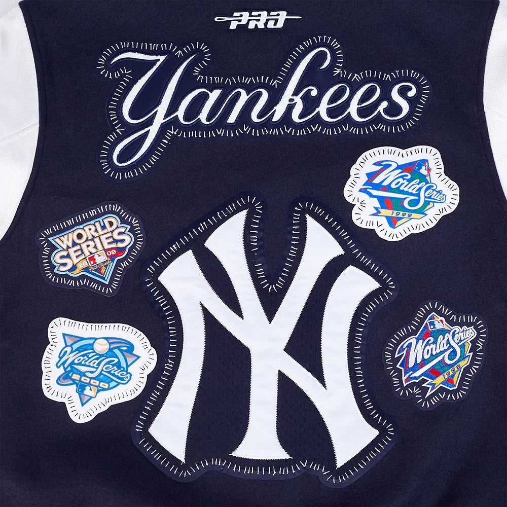 New York Yankees MLB Pro Standard Men Navy DIY Pick Stitch Rib Wool Varsity Jacket product image 5, provided for visual