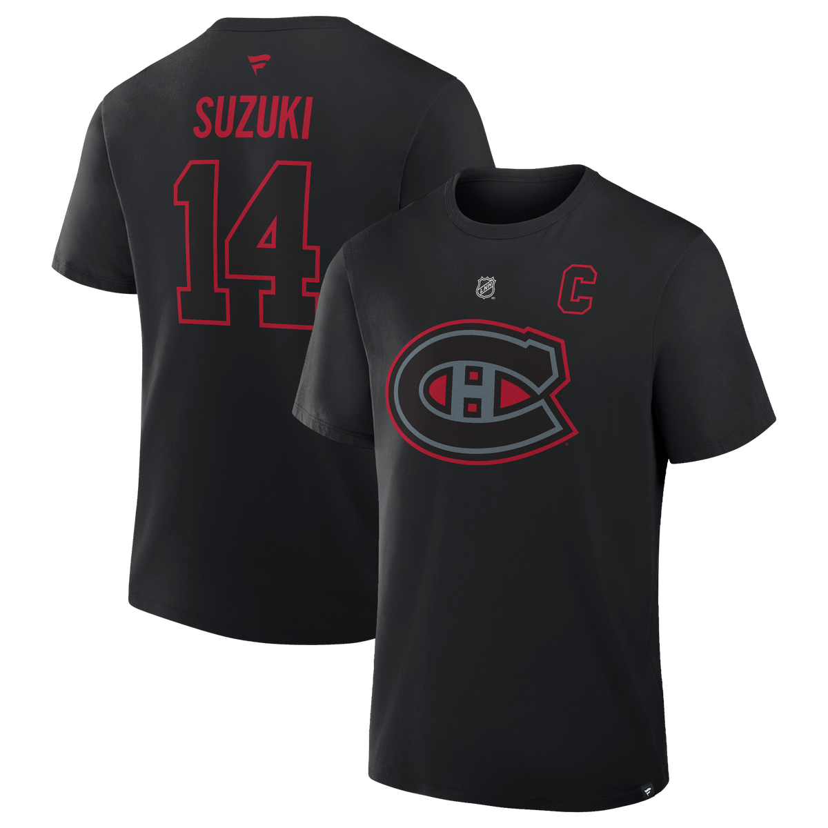 Nick Suzuki Montreal Canadiens NHL Fanatics Branded Men Black Authentic T-Shirt product image 3, provided for visual