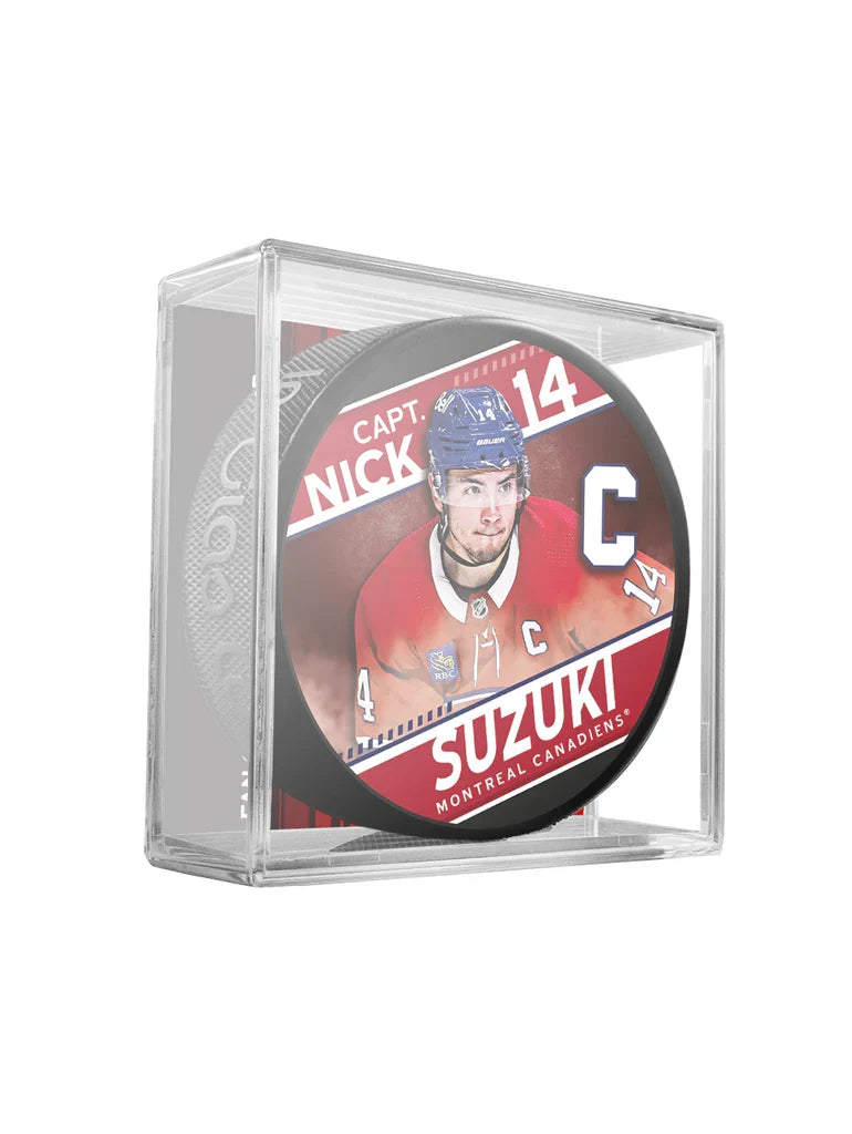 Nick Suzuki Montreal Canadiens NHL Inglasco Cube Star Hockey Puck product image 1, provided for visual reference and product