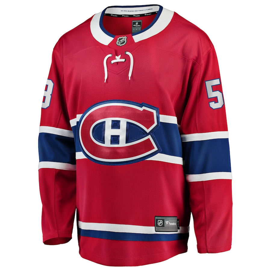 Noah Dobson Montreal Canadiens NHL Fanatics Branded Men Red Breakaway Jersey product image 2, provided for visual reference