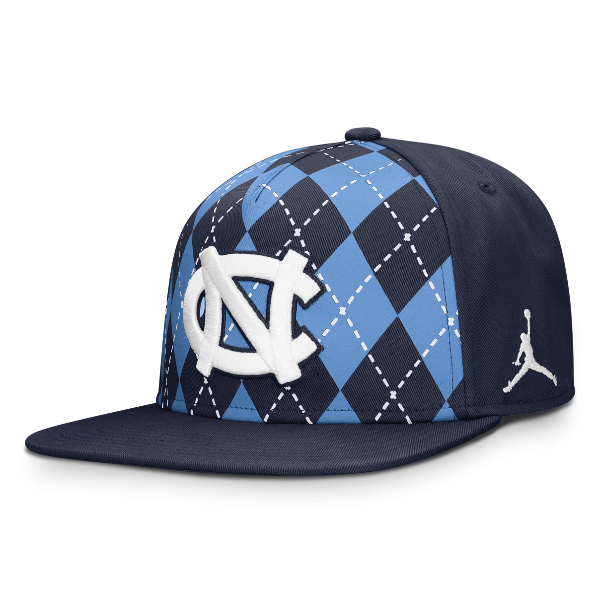 North Carolina Tar Heels NCAA Jordan Men Navy Pro Argyle Snapback Hat product image 1, provided for visual reference and