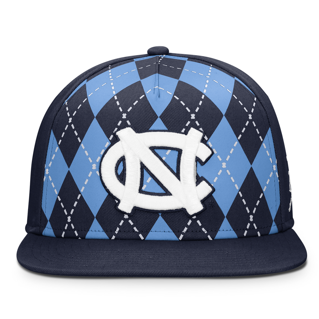 North Carolina Tar Heels NCAA Jordan Men Navy Pro Argyle Snapback Hat product image 3, provided for visual reference and