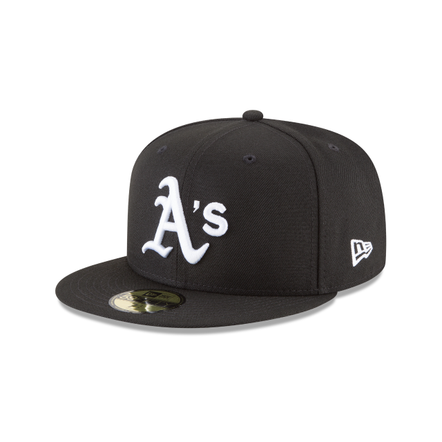 Oakland Athletics MLB New Era Men Black White 59Fifty Basic Fitted Hat product image 1, provided for visual reference and