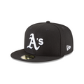 Oakland Athletics MLB New Era Men Black White 59Fifty Basic Fitted Hat product image 1, provided for visual reference and