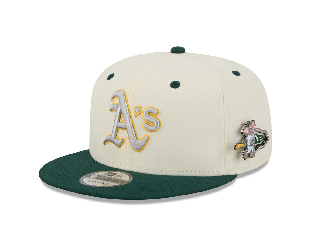 Oakland Athletics MLB New Era Men Cream/Green 9Fifty Mascot Pin Snapback product image 1, provided for visual reference and