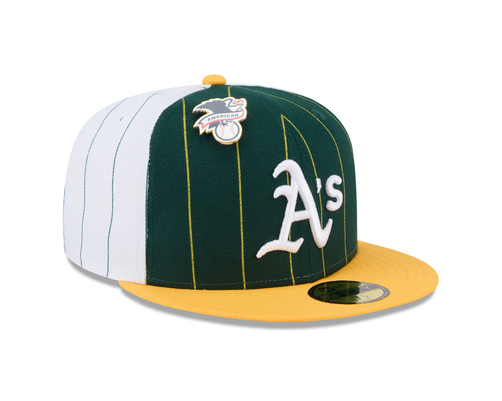 Oakland Athletics MLB New Era Men Green 59Fifty Two Tone Pinstripe Fitted Hat product image 1, provided for visual reference