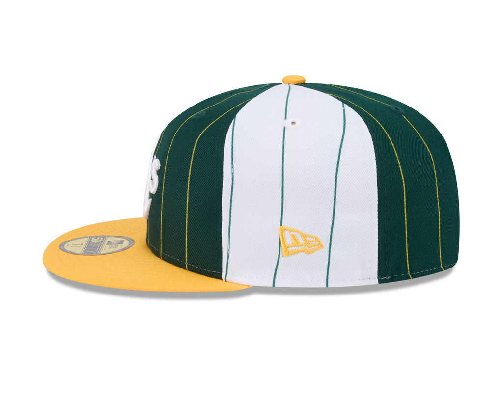 Oakland Athletics MLB New Era Men Green 59Fifty Two Tone Pinstripe Fitted Hat product image 5, provided for visual reference