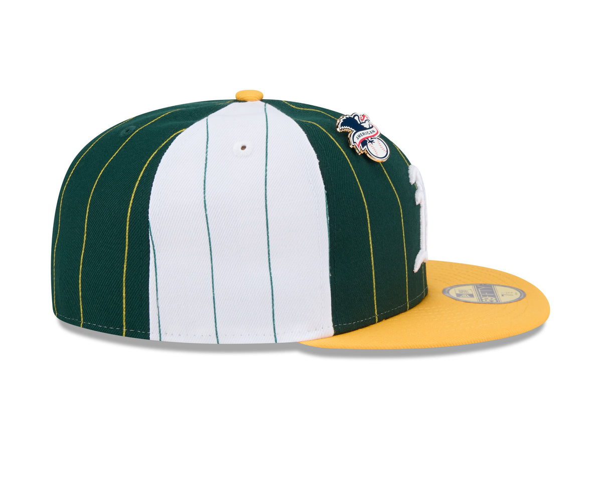 Oakland Athletics MLB New Era Men Green 59Fifty Two Tone Pinstripe Fitted Hat product image 6, provided for visual reference
