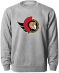 Ottawa Senators NHL Bulletin Men Athletic Grey Twill Logo Express Crew Sweater product image 1, provided for visual