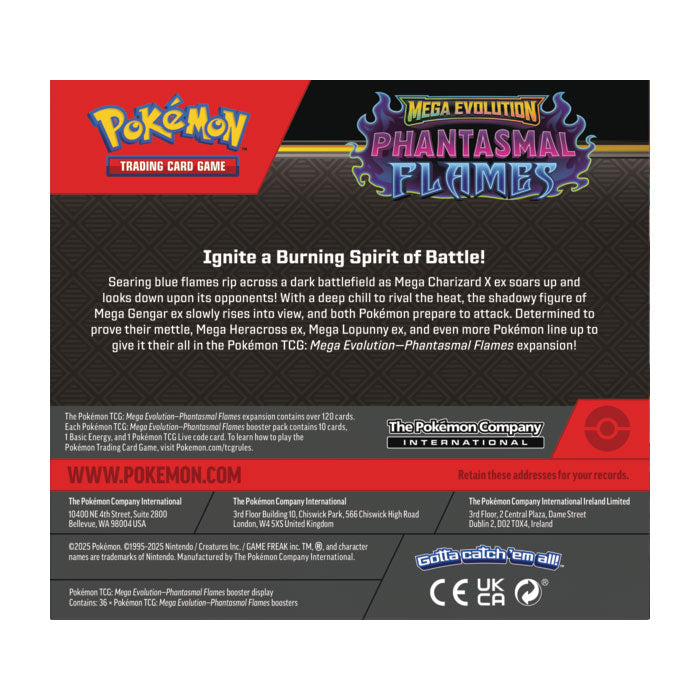 Pokémon TCG Mega Evolution Phantasmal Flames Booster Box Display product image 2, provided for visual reference and product