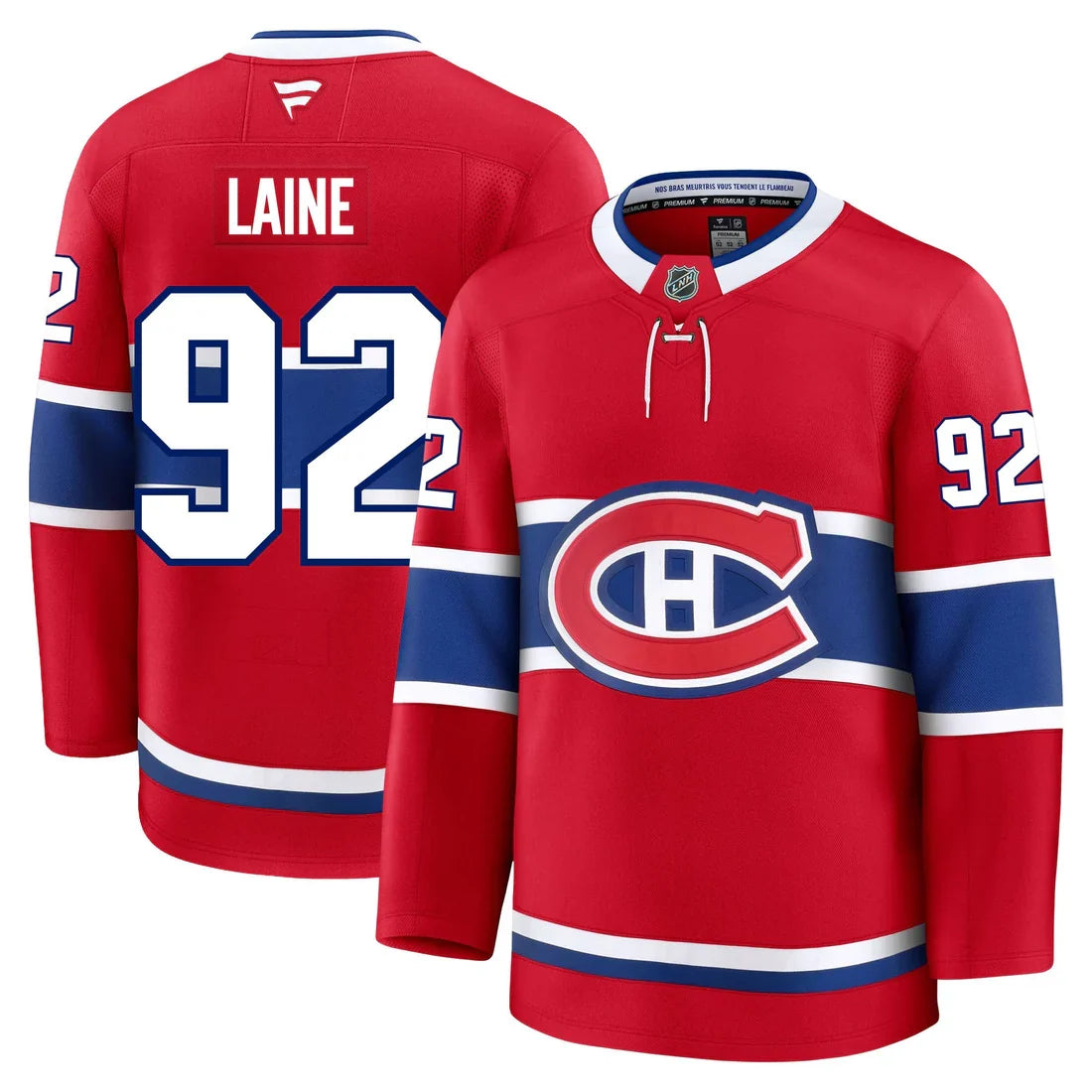 Patrik Laine Montreal Canadiens NHL Fanatics Branded Men Red Premium Jersey product image 3, provided for visual reference