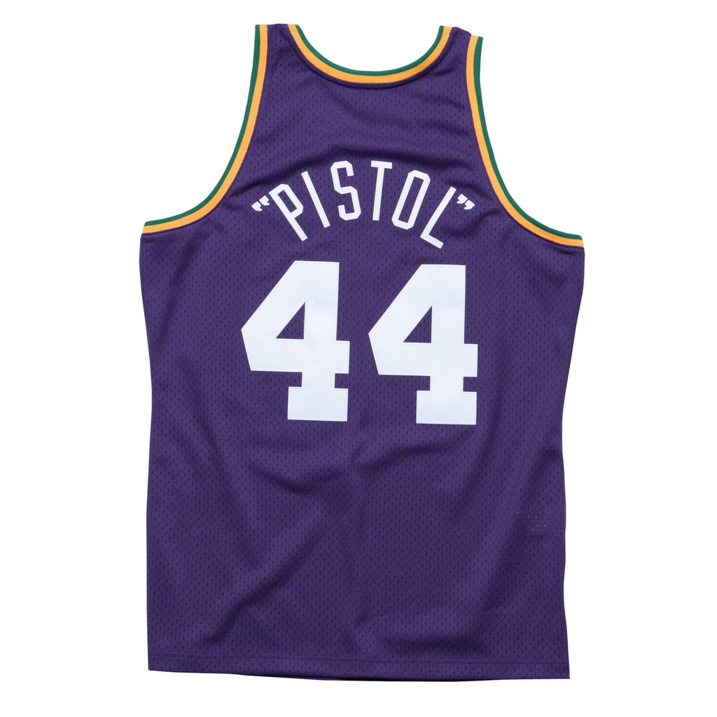 Pete Maravich New Orleans Jazz NBA Mitchell & Ness Men Purple 1974-75 Hardwood Classics Swingman Jersey product image 2,