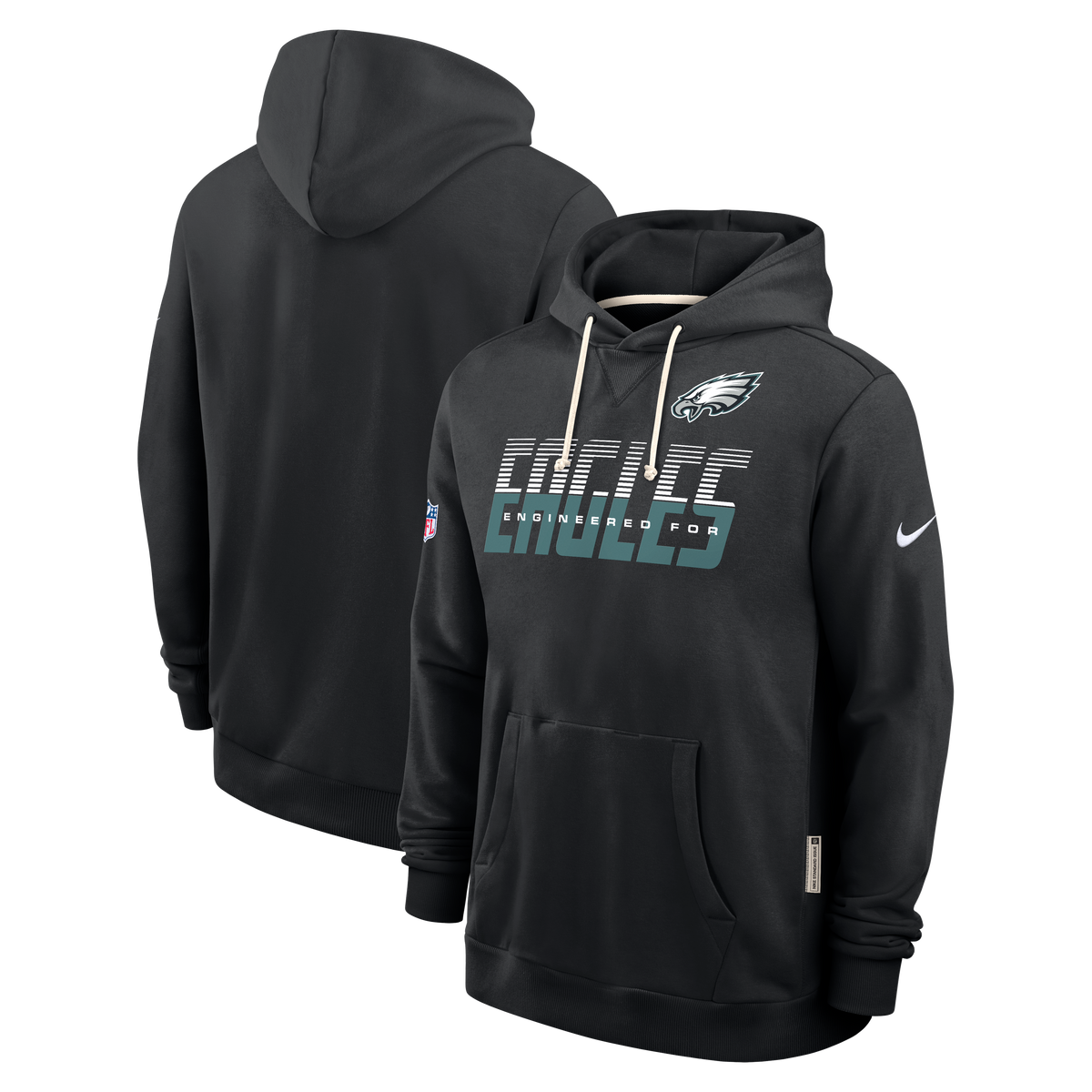 Philadelphia Eagles NFL Nike Men Charcoal Black Sideline Standard Issue Dri-FIT Pullover Hoodie product image 3, provided