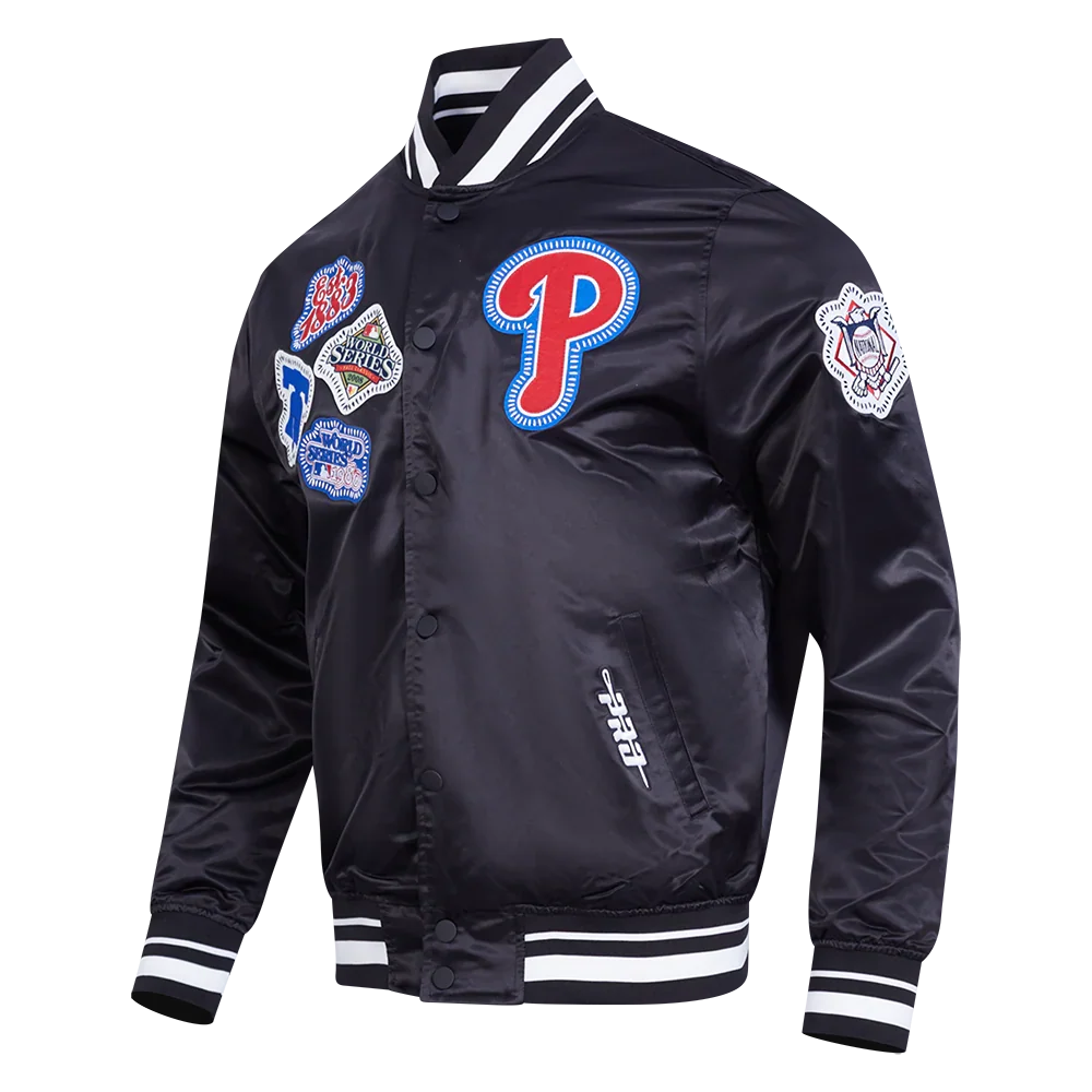Philadelphia Phillies MLB Pro Standard Men Black DIY Pick Stitch Rib Satin Jacket product image 3, provided for visual