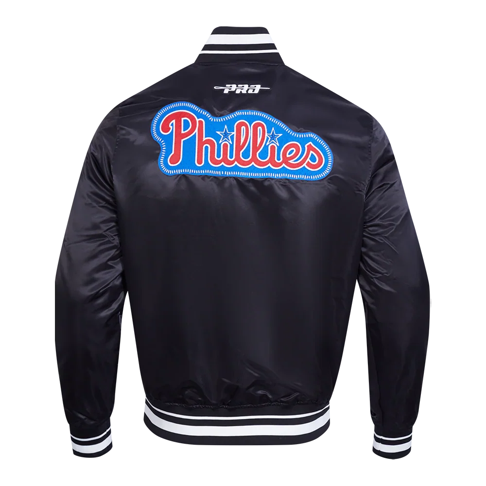 Philadelphia Phillies MLB Pro Standard Men Black DIY Pick Stitch Rib Satin Jacket product image 2, provided for visual