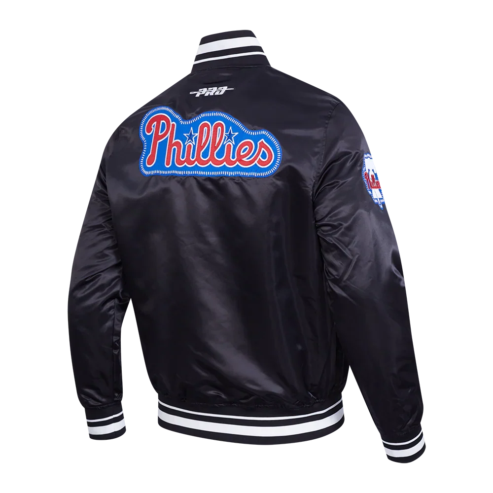 Philadelphia Phillies MLB Pro Standard Men Black DIY Pick Stitch Rib Satin Jacket product image 4, provided for visual