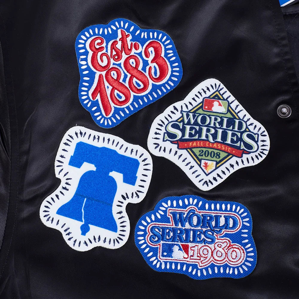 Philadelphia Phillies MLB Pro Standard Men Black DIY Pick Stitch Rib Satin Jacket product image 6, provided for visual