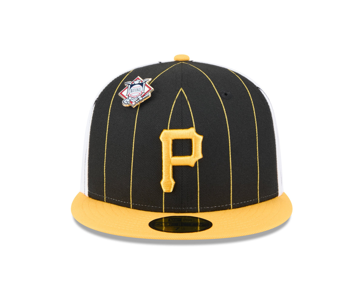 Pittsburgh Pirates MLB New Era Men Black 59Fifty Two Tone Pinstripe Fitted Hat product image 3, provided for visual