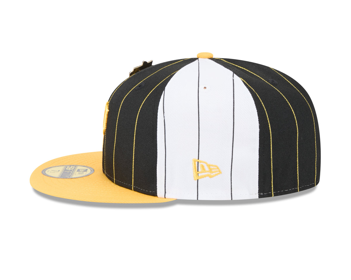 Pittsburgh Pirates MLB New Era Men Black 59Fifty Two Tone Pinstripe Fitted Hat product image 4, provided for visual