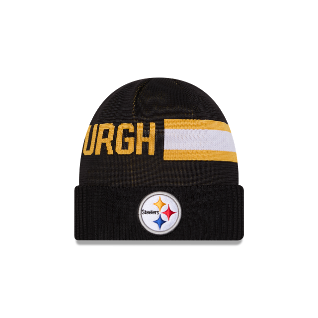 Pittsburgh Steelers NFL New Era Men Black 2024 Sideline Tech Knit Hat product image 1, provided for visual reference and